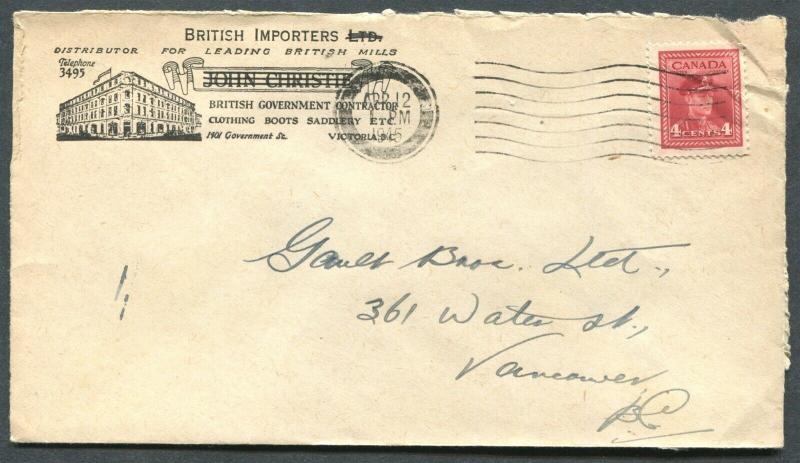 CANADA WWII BLACK OUT CANCEL COVER VICTORIA