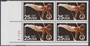 1988 Summer Olympics Seoul Plate Block of 4 25c Postage Stamps, Sc#2380, MNH, OG