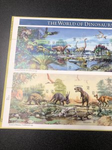 USPS  FDC 3136 The World Of Dinosaurs Souvenir Sheet 1997 First Day Of Issue