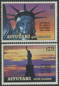 Aitutaki 1986 SG544-545 Statue of Liberty set MNH