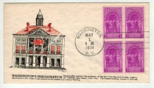 1939 Anniv. George Washington Inauguration 854-33 Cachetcraft Nice D.C. Cancel