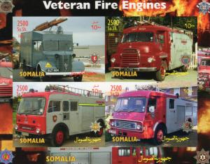 Somalia 2003 VETERAN FIRE ENGINES Sheetlet (4) Imperforated MNH