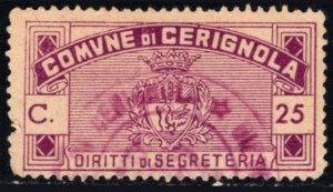 Italy Local Revenue Municipality Of Cerignola 25 Centesimos Administrative Fees