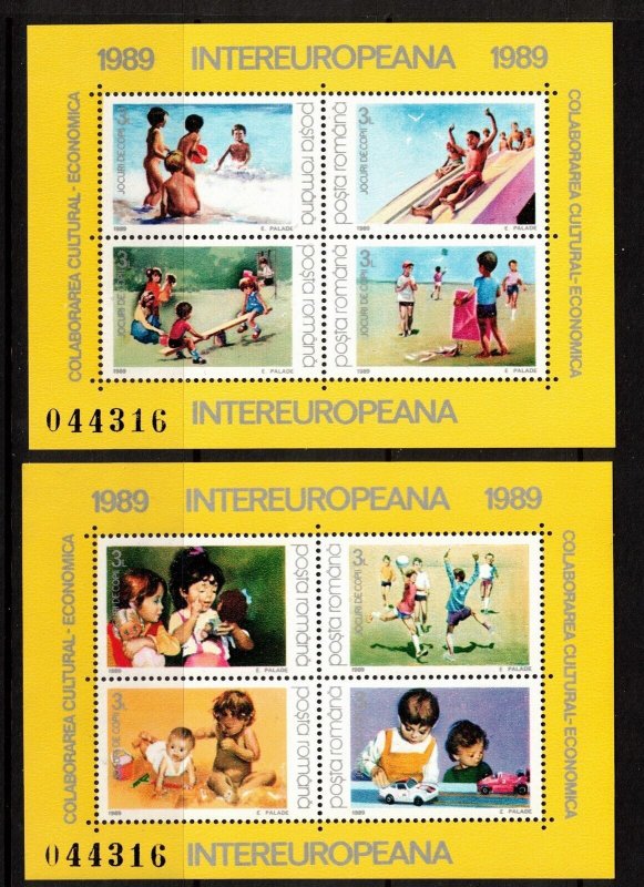 Romania Sc 3572-3 NH M/S of 1989 - Intereuropa - Children activites and games