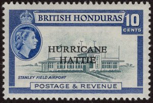 British Honduras 164 - Mint-H - 10c Stanley Field (Ovpt: Hurr. Hattie) (1962)