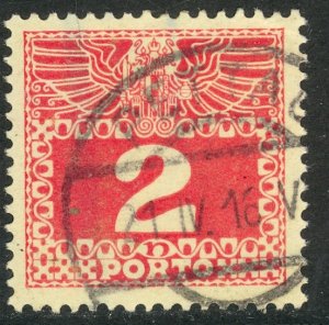 AUSTRIA / SLOVENIA 1910-13 2h Postage Due Sc J35 VFU PETTAU Postmark