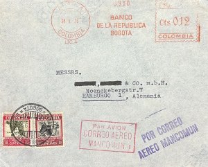 KV)1936 COLOMBIA, COMMERCIAL AIR MAIL COVER SENT FROM BOGOTÁ COLOMBIA TO HAMB