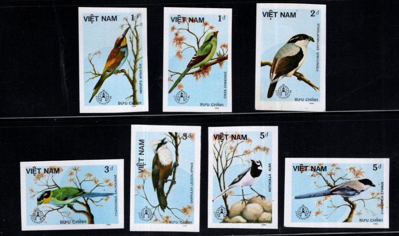 Unified Viet Nam Scott 1660-1667 Imperforate Bird set NGAI