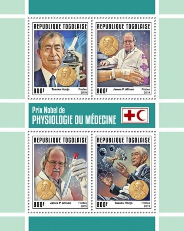 Togo - 2019 Nobel Physiology or Medicine - 4 Stamp Sheet - TG190148a