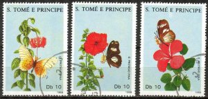 Sao Tome and Principe 1988 Butterflies set of 3 Used / CTO