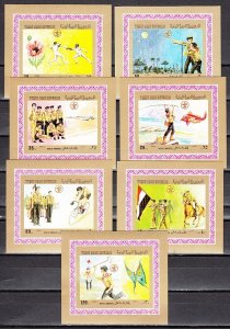 Yemen Arab Rep., Mi cat. 1610-1616 A. World Scout Jamboree as Deluxe s/sheets.