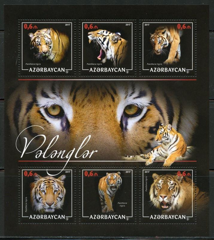 AZERBAIJAN 2017  TIGERS   SHEET MINT NEVER HINGED