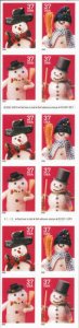 2002 37c Holiday Snowmen, Booklet of 20 Scott 3684-87 Mint F/VF NH