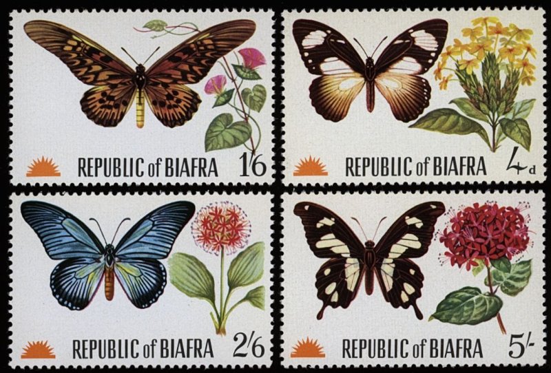 BIAFRA Butterflies VF/MNH-Unlisted by Scott - SG#27-30 - Fresh!