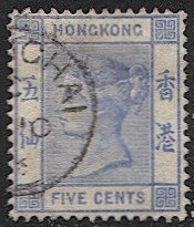 HONG KONG 1882 5c QV Sc 40, Used VF, Shanghai cancel