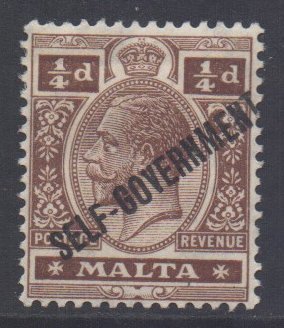 Malta Scott 86 - SG114, 1922 Self Government 1/4d MH*