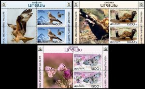 ARMENIA KARABAKH ARTSAKH 2021-01 EUROPA: Endangered Animals. Blocks 2v+2Lab, MNH