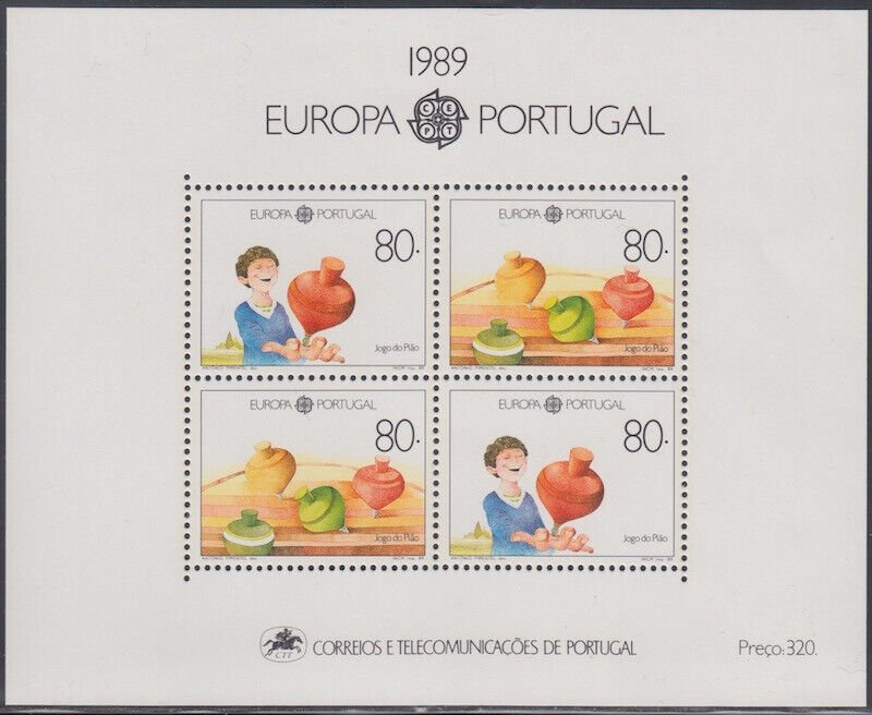 PORTUGAL Sc # 1776 CPL MNH SOUVENIR SHEET of 4 - EUROPA 1989 CHILDREN'S TOYS