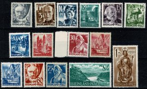 GERMANY ALLIED 1947 RHEINLAND-PFALZ SET SG FR1- SG FR15 MINT (NH) SUPERB (1)