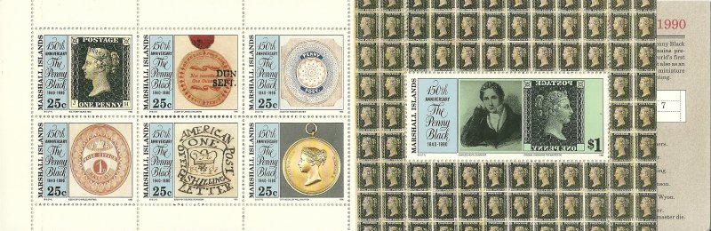 1990 Marshall Islands 376a complete Penny Black 150th Anniversary booklet MNH