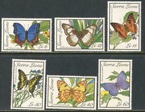 SIERRA LEONE Sc#1088-1093 1989 Butterflies Part Set OG Mint NH