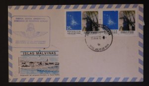 1972 Argentina Air Force Cover To Malvinas Falkland Islands Inauguration Service