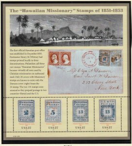 2002 Hawaiian Missionary Stamps Sc 3694 mint 37c sheet of 4 MNH