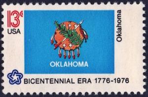 SC#1678 13¢ Bicentennial State Flags: Oklahoma Single (1976) MNH