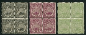 FIJI #54, 55, 56 MINT BLOCKS OF 4