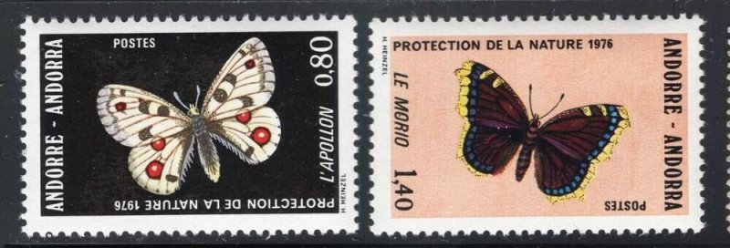 French Andorra 1976 Butterfly set Sc# 251-52 NH