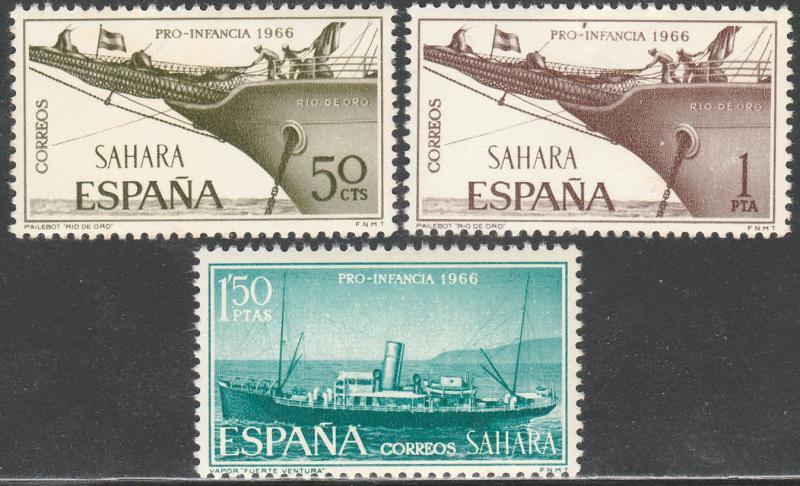 SPANISH SAHARA 166-168, CHILD WELFARE 1966, SHIPS MNH VF. (71)