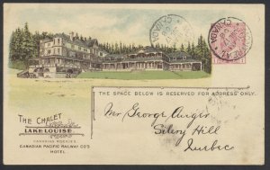 1908 Canada CPR 36B View Card EdwardVII The Chalet Lake Louise Freight Advice