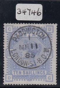 SG 182 1884 10/- cobalt on white paper. Superb used with an upright Paddington.. 