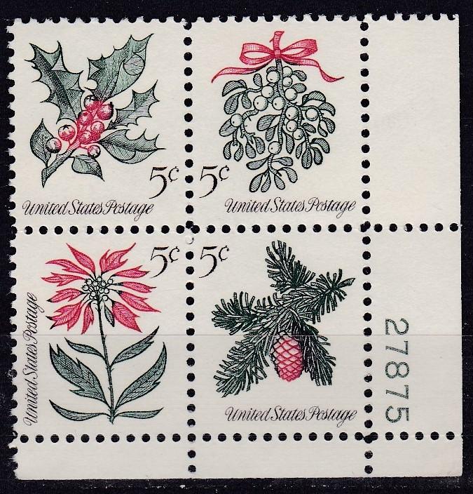 USA 1964 Christmas Plate Block UHM