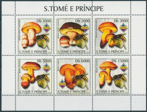Sao Tome & Principe 2003 MNH Mushrooms Stamps Fungi Boletus Mushroom 6v M/S