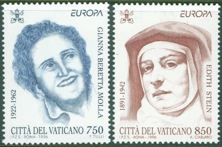 Vatican Scott 1009-10 MNH** Famous Women Europa 1996 CV$2.10