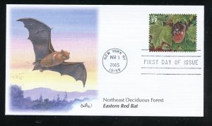 US 3899c Northeast Deciduous Forest Eastern Red Bat UA Fleetwood cachet FDC