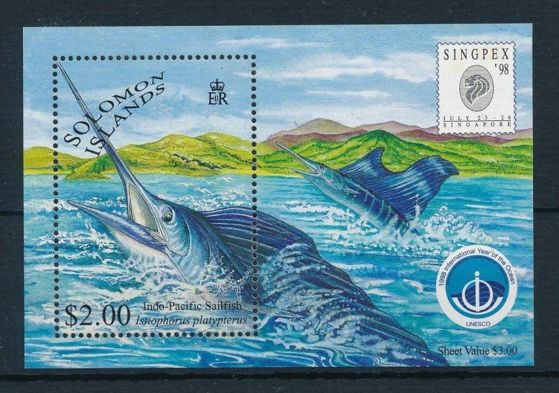 [23474] Solomon Islands 1998 Marine Life Sailfish MNH Sheet