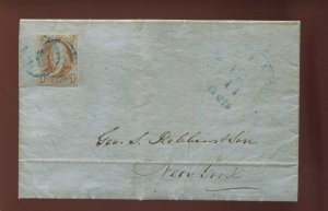 Scott 1d Franklin Imperf Used Stamp on 1851 Cover with PF Cert (Stock 1-226)