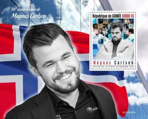 Guinea - 2020 Magnus Carlsen Chess Master - Stamp Souvenir Sheet - GU200247b