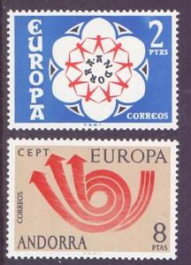 Andorra Spanish 1973 MNH Europa posthorn peoples of Europe complete