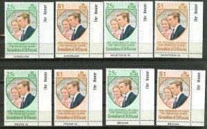 St. Vincent -Grenadines #1-2 Anne Wedding  (12) Mint NH