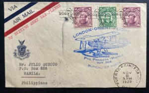1928 Pto Princesa Philippines First Flight Airmail Cover to Manila British Army