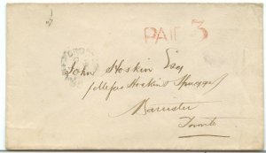 Brantford, CW 1875 PAID 3 Letter rate to Toronto, stampless Canada