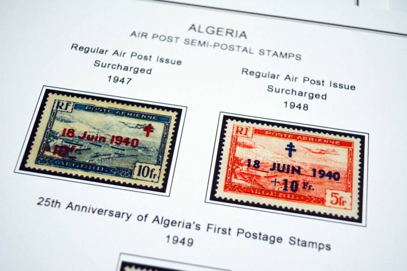 COLOR PRINTED FRENCH ALGERIA 1924-1958 STAMP ALBUM PAGES (29 illustrated pages)