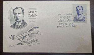 CMI) 1965. ARGENTINA. PERSONALITY. FDC. RUBÉN DARÍO. XF