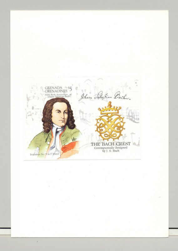 Grenada Grenadines #699-703 Bach, Composer, Music 4v & 1v S/S Imperf Proofs