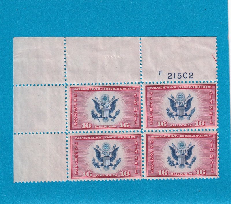 US CE2 MNH OG CORNER BLOCK OF 4 W/ PLATE # F 21502