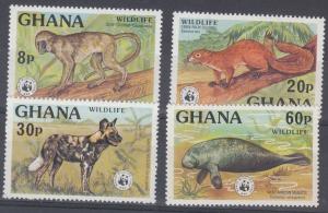 Ghana Scott 621-624 Mint NH - WWF (Catalog Value $41.00)