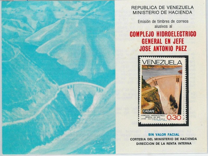 58733 - VENEZUELA - OFFICIAL POST stamp leaflet : WATER DAM 1973